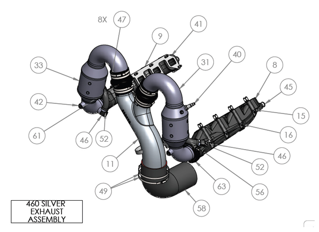 460 SILVER EXHAUST ASSEMBLY