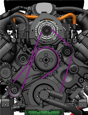 Indmar BELT FORD 6.2 - Fits all 2016 models except 575. These models do not have an idler pulley below the tensioner